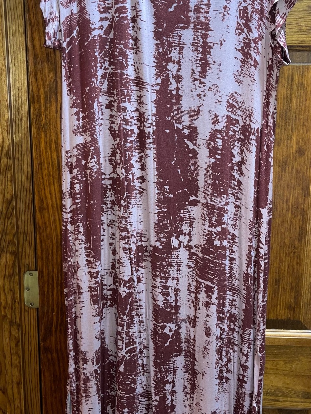 Abstract Print Maxi Dress - Mauve & Cream